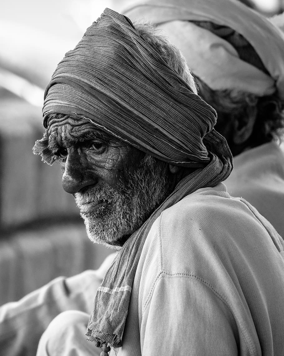 portrait, people, old, man, male, elderly, aged, expression, candid, india