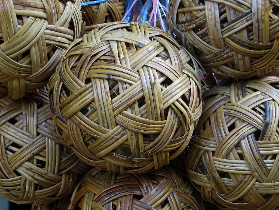 rattan, ball, weaving, basketry, decoration, grey, backgrounds, full frame, large group of objects, still life