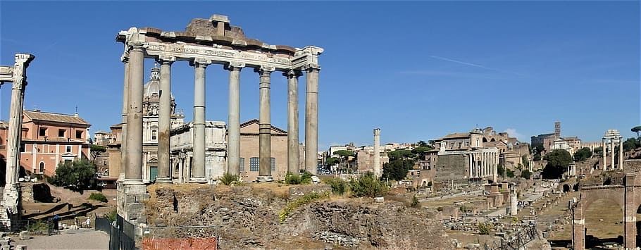 roman forum, rome, archaeological, historic, italy, architecture, building exterior, built structure, sky, history
