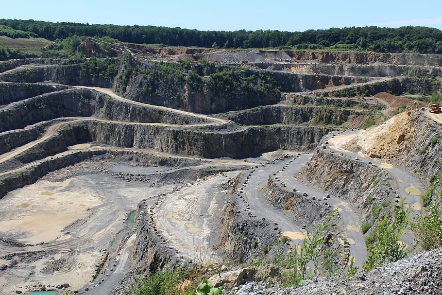 quarry, open pit mining, removal, open quarry, quarrying, dump, industry, wülfrath, pit, easter wood