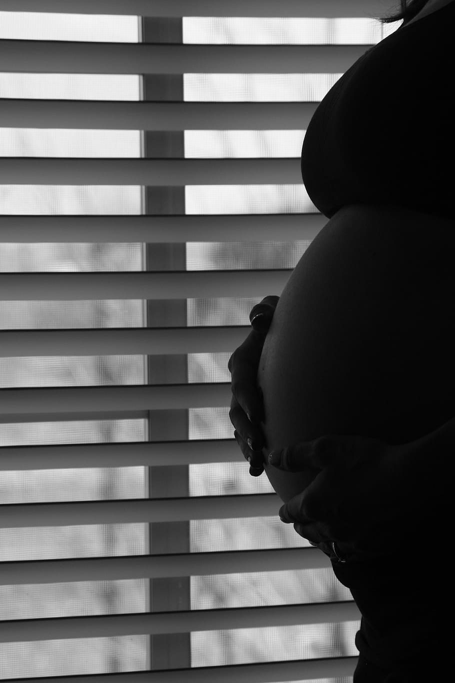Pregnancy, Belly, Woman, Maternal, expectant, stomach, tummy, silhouette, blinds, window