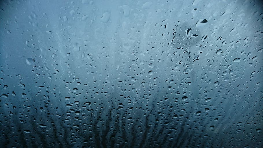 air, lembab, kaca, tetesan air, jendela mobil, hujan, basah, bingkai penuh, latar belakang, drop