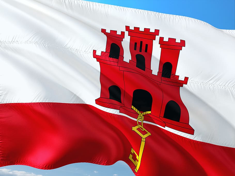 international, flag, gibraltar, iberian peninsula, red, low angle view, architecture, nature, day, building exterior