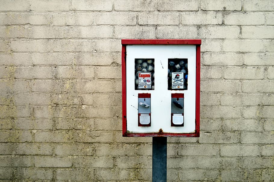 automatic, chewing gum, retro, wall, childhood memory, old, nibble, sweetness, wall - building feature, coin operated