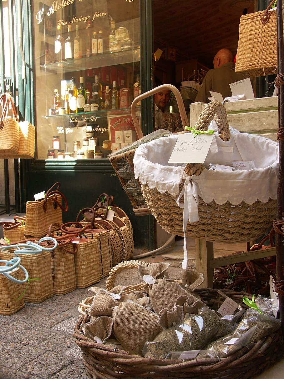 úzes, southern france, provence, market, herbs, cart, mini-market, crafts, food and drink, food