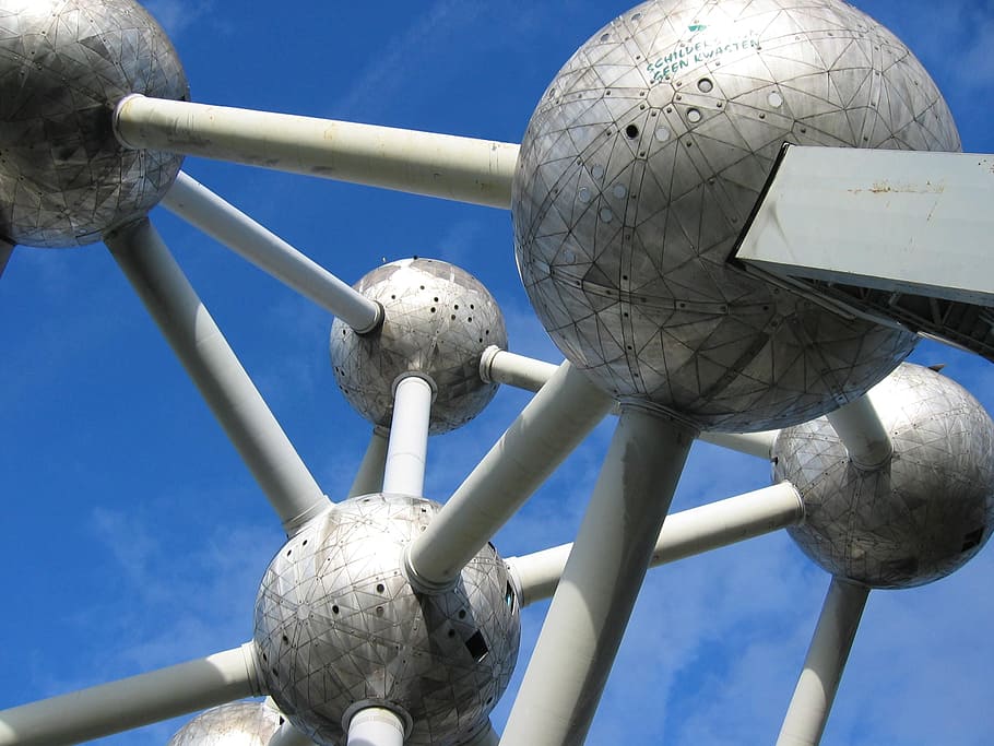 Brussels, Atomium, Steel, Belgium, installation, art, sience, formula, atomic, building