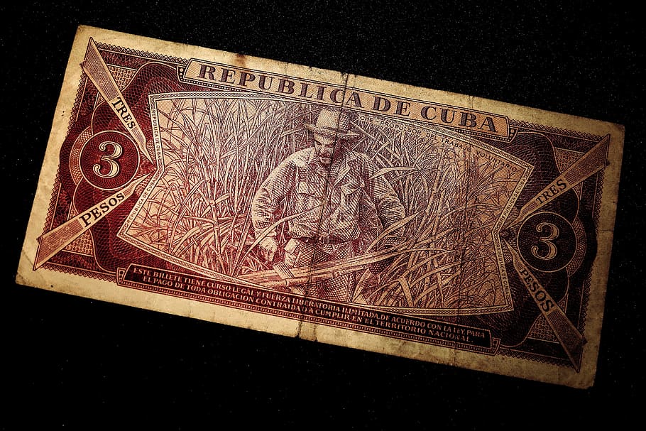 Dollar Bill, Che Guevara, dinero, billete, tres pesos, apariencia de 3 pesos, billete antiguo, revolucionario, comandante, cosecha de caña de azúcar
