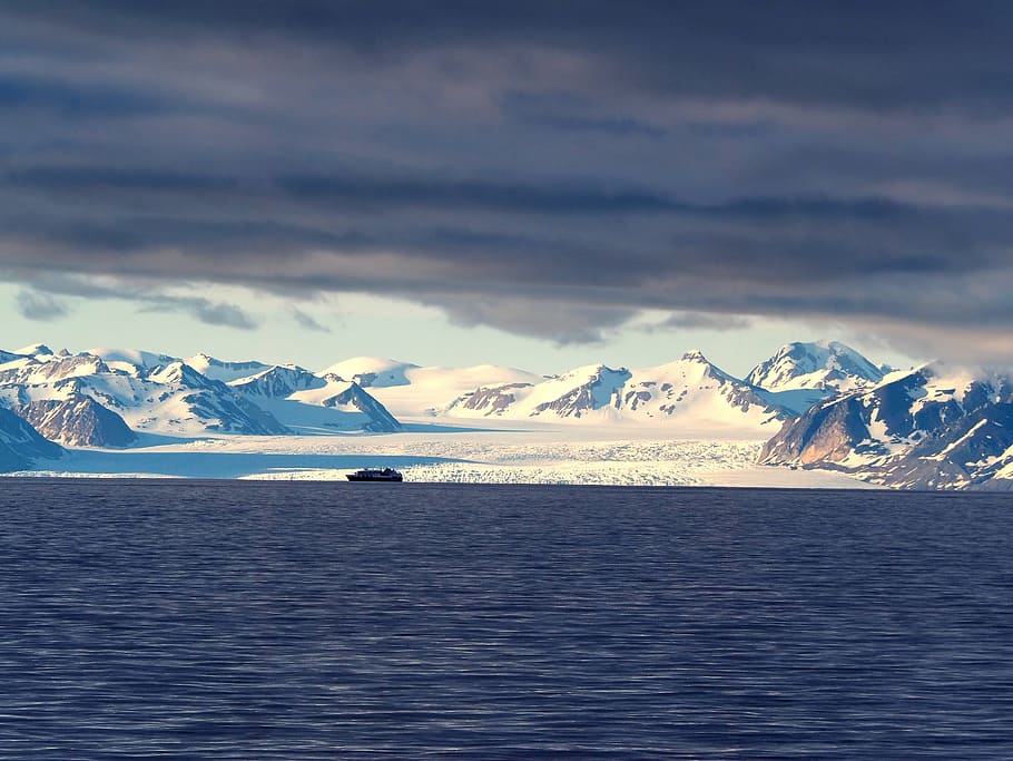 glacier, norway, glacier tongue, nature, ice, cold, fjord, cruise, ship, clouds
