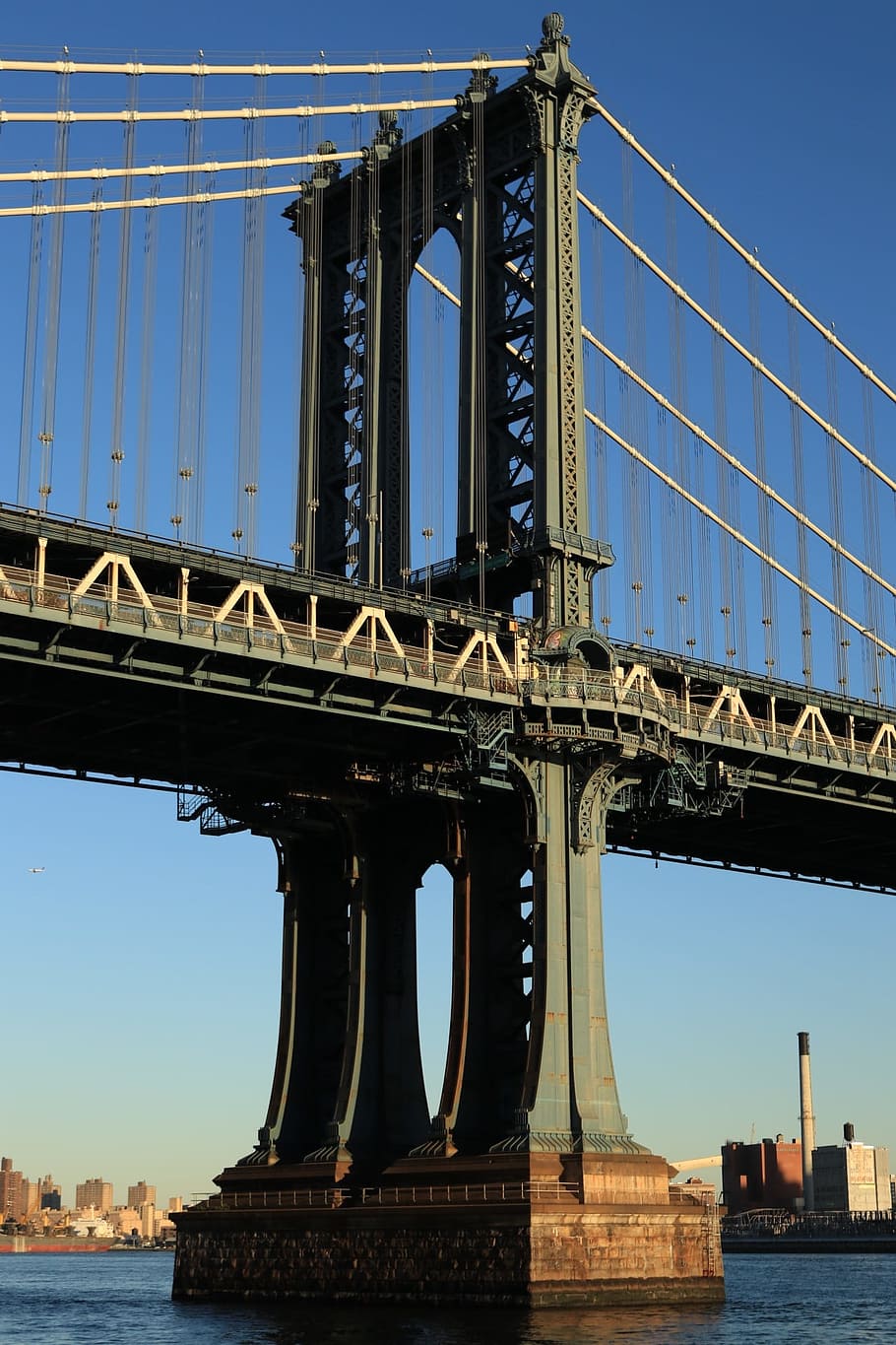 bridge, new york, manhattan, brooklyn, manhattan bridge, hudson river, river, infrastructure, city, architecture