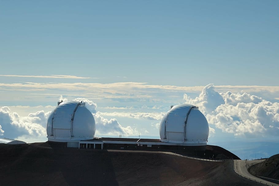 fotografía, blanco, edificios, durante el día, Mauna Kea, Hawai, cumbre, telescopio, telescopios, Keck