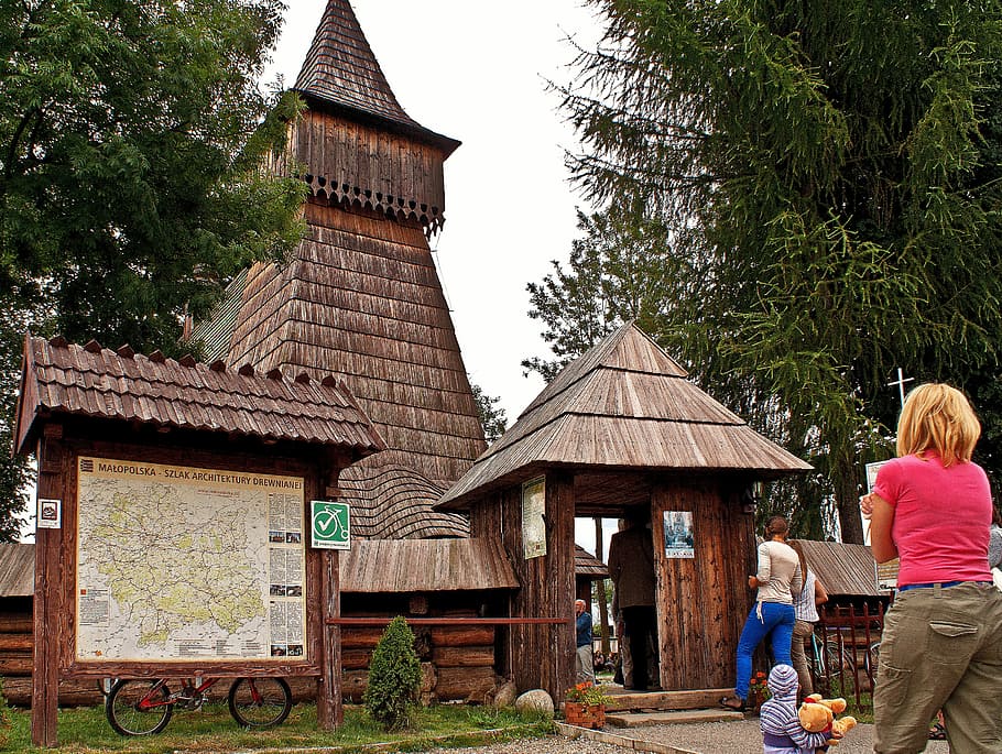 Church, Dębno, Malopolska, Wooden, Trail, architecture, people, an array of, map, the bell tower