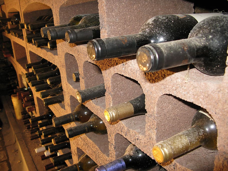 vault, locker, storage, wine bottle, bottle, food and drink, wine, alcohol, indoors, refreshment