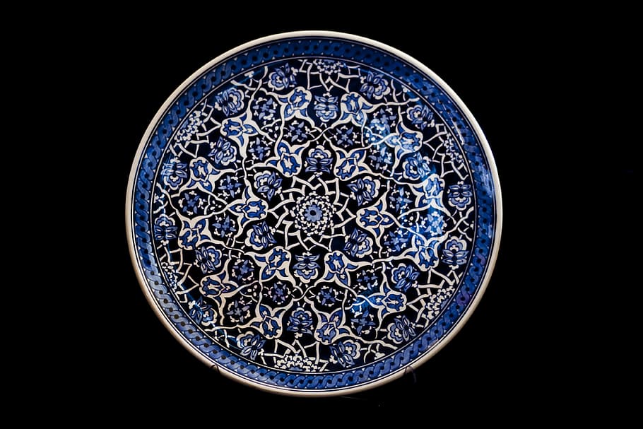 round, blue, floral, tray, Tile, Handicrafts, Plate, increased, ceramic, turkey