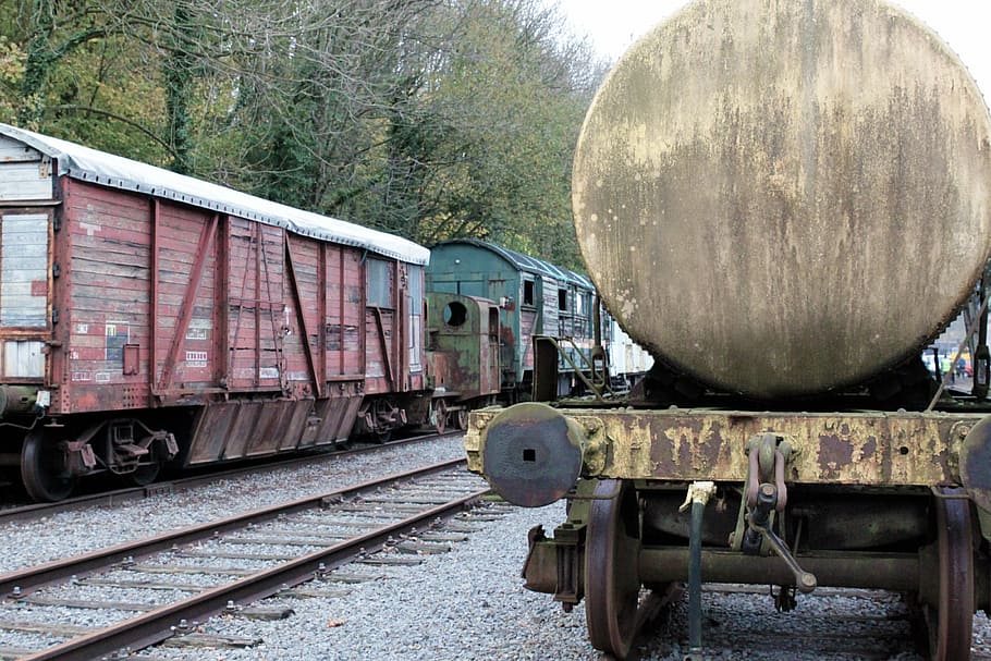 siding, discarded, wagon, trains, railway station, railway, old, rusted, train, transport