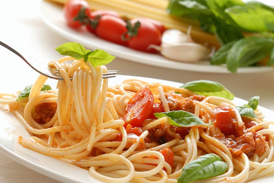 pasta, food, tomato sauce, spaghetti, food and drink, italian food, vegetable, healthy eating, freshness, tomato