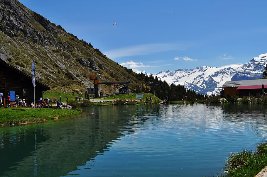 アルプゼー, スイス, 山, スイスアルプス, スイス山脈, ベルクゼー, 自然, 風景, 照明, 湖