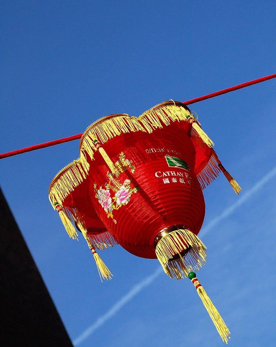 Chinese, Lantern, New, Year, London, chinese, lantern, red, new, year, sky, blue