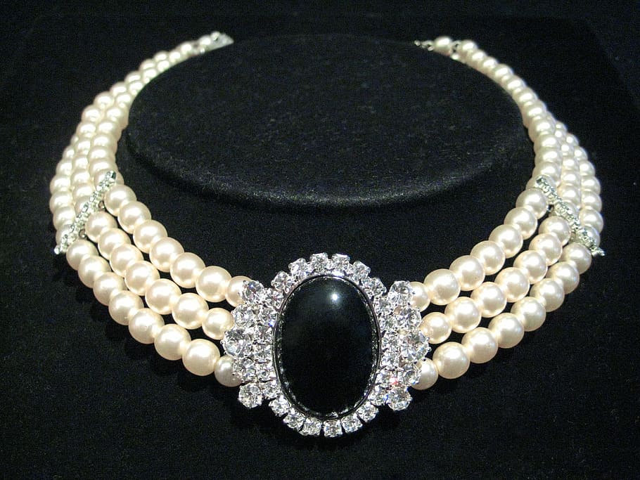 kalung mutiara putih, manik-manik, perhiasan, rantai, kalung, kalung mutiara, wanita, cinta, berkilau, cantik