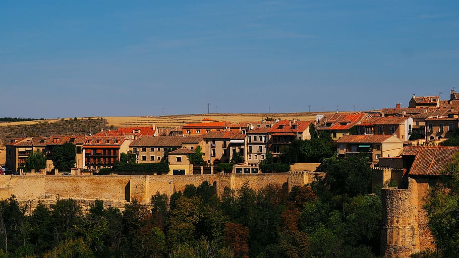 segovia, houses, wall, roofs, autumn, architecture, built structure, building exterior, sky, building