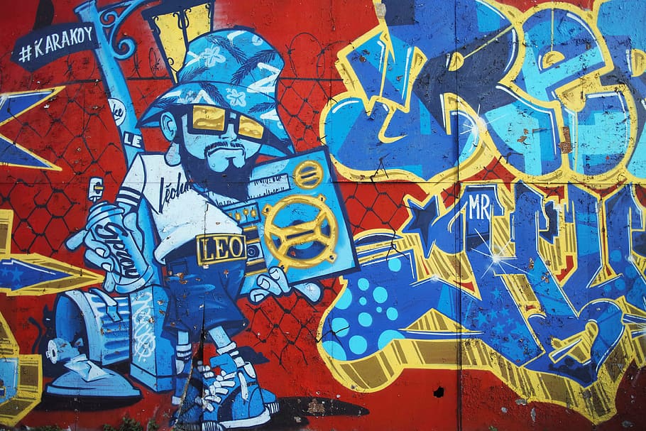 blue, red, yellow, grafity, Graffiti, Paint, Photography, Travel, background, wall