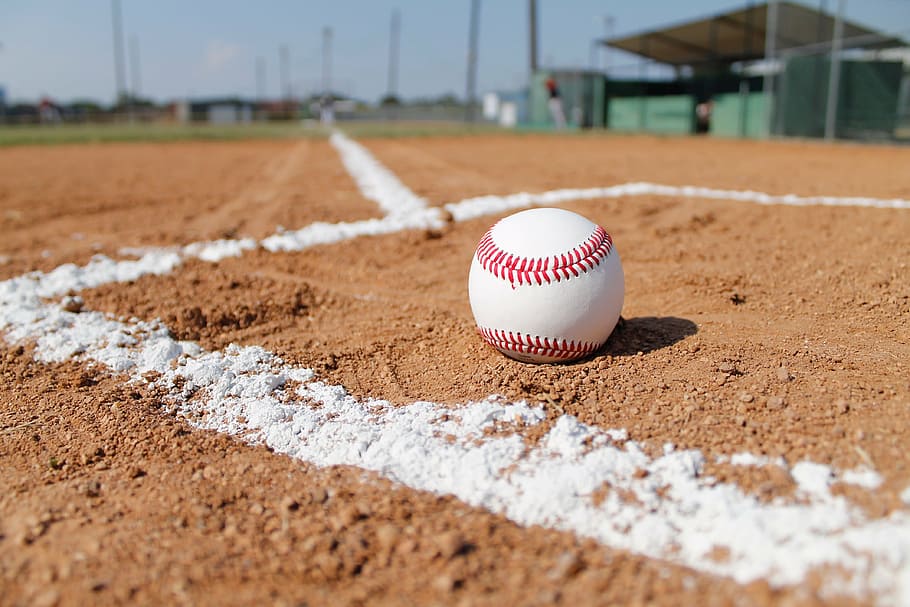 white, red, baseball, brown, sand, baseball field, gravel, sport, baseball - Ball, baseball - Sport
