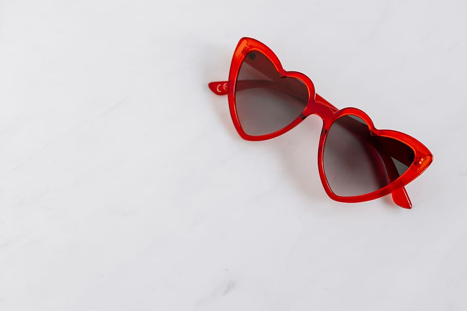 gafas de sol, gafas, gracioso, accesorios, moda, amor, valentines, corazón, en forma, Rojo
