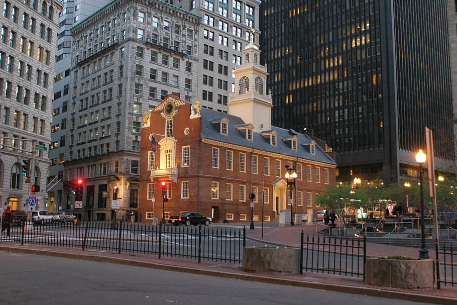 boston, old state house, twilight, massachusetts, united states, urban Scene, street, architecture, new York City, city
