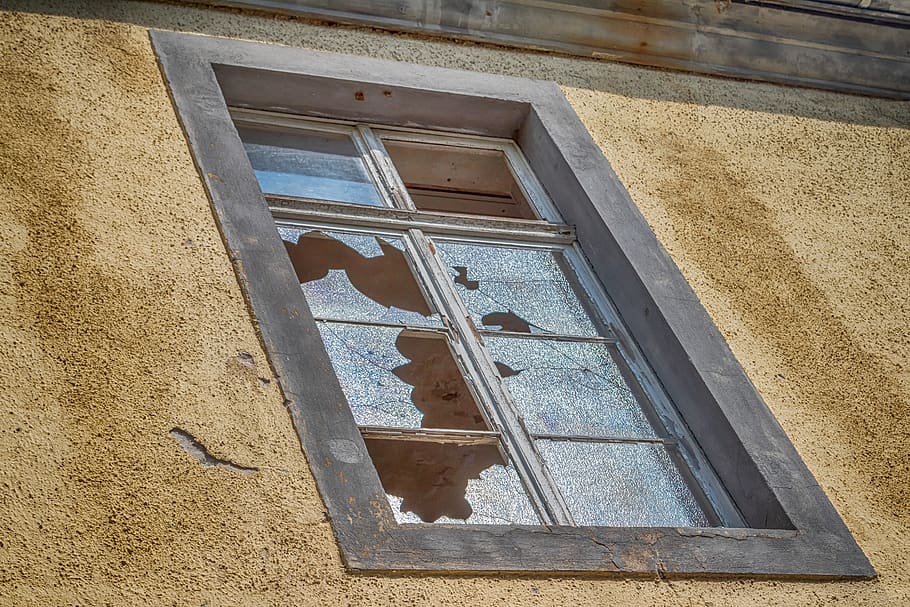 ventana, antiguo, edificio, destruido, vidrio, arquitectura, luz, marco, ventana de vidrio, marco de madera