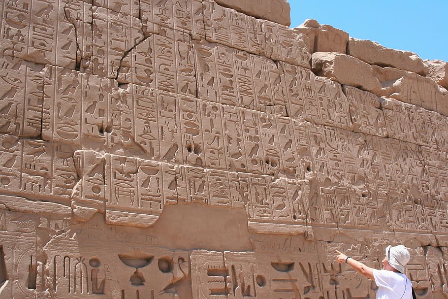 Egypt, Luxor, Karnak Temple, Hieroglyph, ancient, civilization, nile, blue sky, megalithic, antomasako