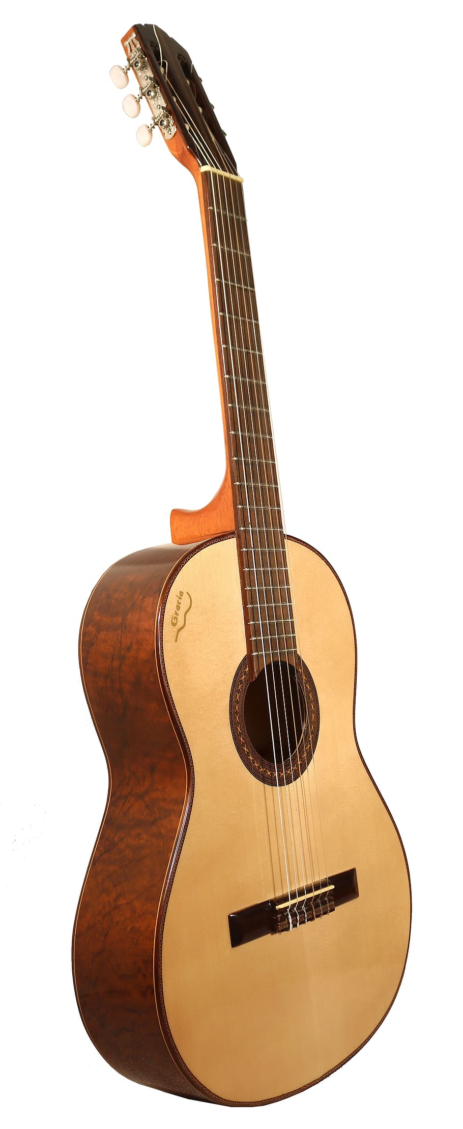 brown classical guitar, Guitar, Classic, Luthier, Spanish, diapason, box, wood, ropes, instrument