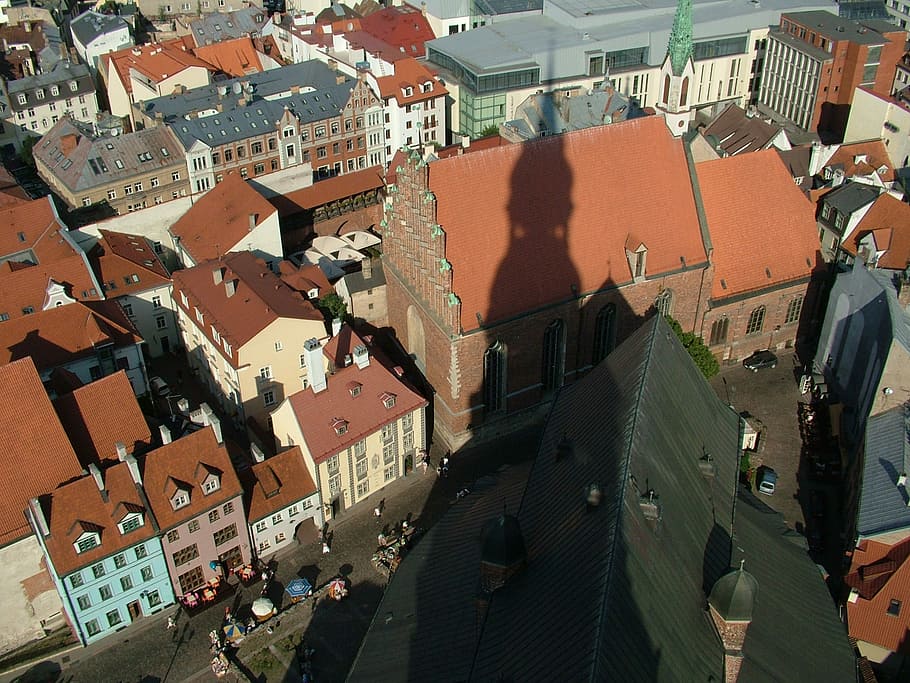 Latvia, Riga, Bird's Eye View, kota tua riga, kota tua, kota, lanskap kota, arsitektur, eksterior bangunan, struktur buatan