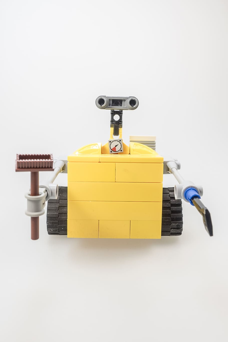 amarelo, cinza, brinquedo wall-e, lego, figura, cult, computador, robô, máquina, controlado
