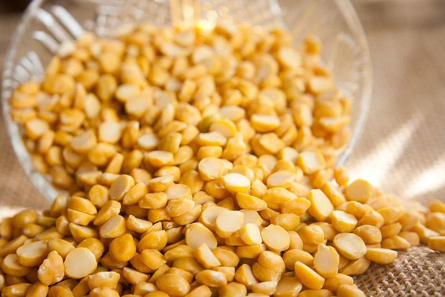 glass bowl, pouring, corn kernels, daal, chana, lentils, indian, cuisine, oriental, legume