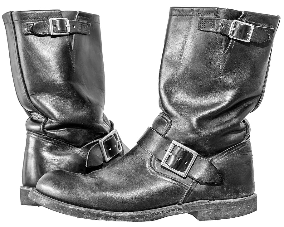 boots, used, old, redwings, motorcycle, biker boots, shoe, clothing, leather, close-up