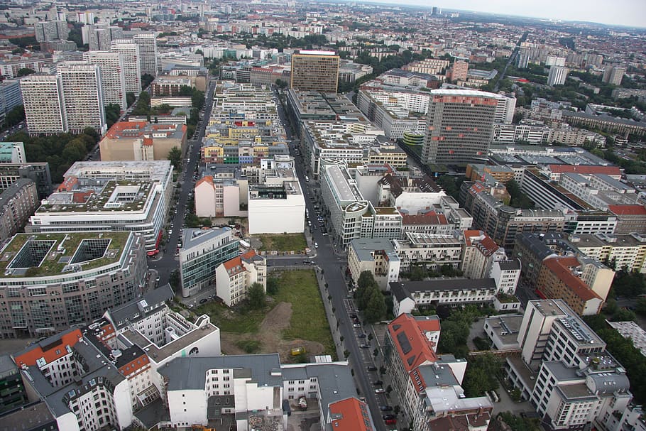 aéreo, fotografía, rascacielos, edificios, durante el día, Berlín Kreuzberg, Berlín-Mitte, berlín, rudi dutschke strasse, kochstraße