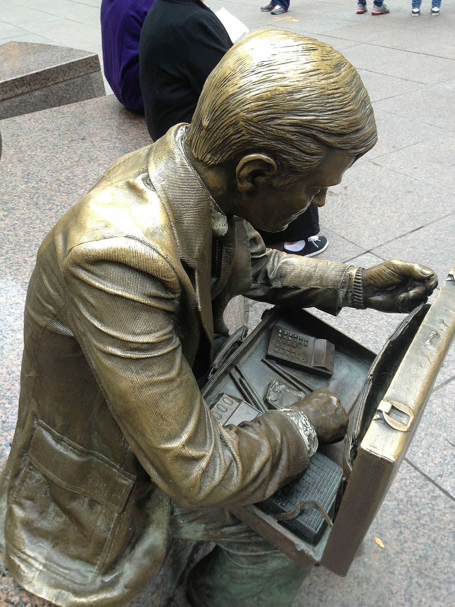 Estátua, Homem, 11 de setembro, Bronze, memorial, Nova Iorque, estátua do parque, escultura, história, pessoas