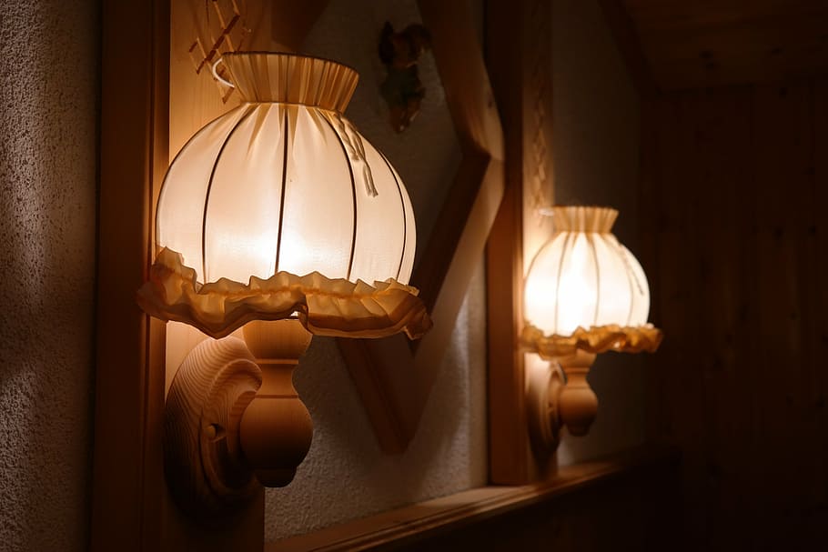 two, white, sconce lamps, lamp, bulbs, interior design, room lighting, hell, wall lamp, lighting equipment
