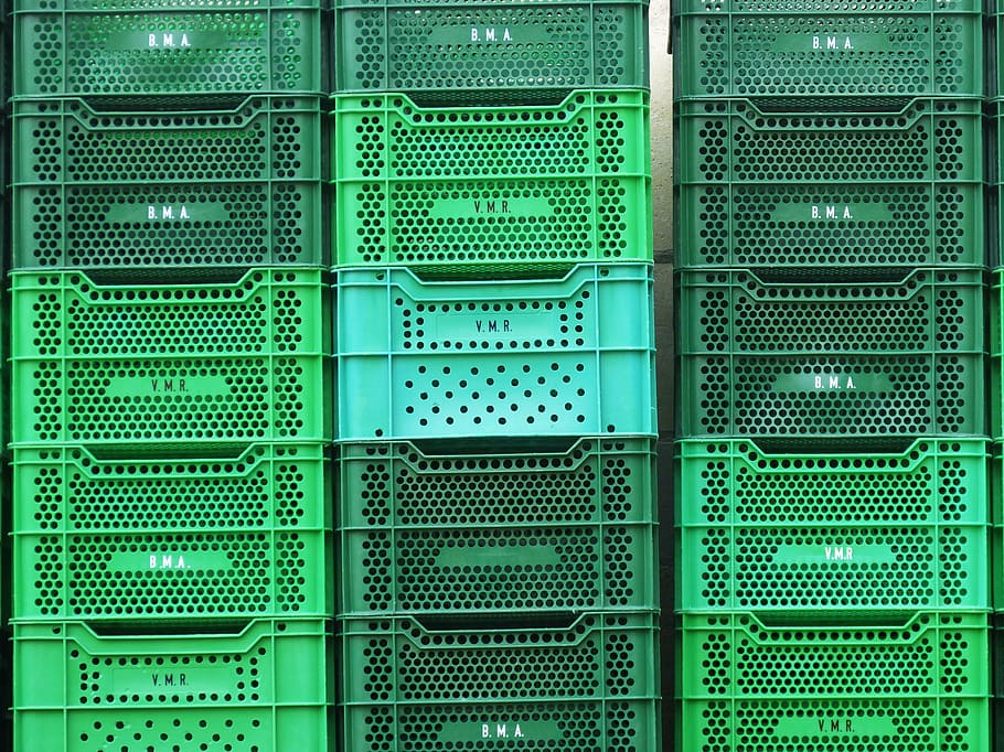 green, plastic crate lot, boxes, background, texture, plastic, network Server, technology, computer Network, computer
