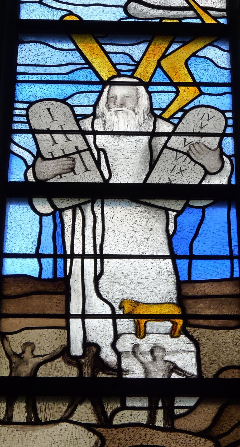 manusia, memegang, batu tom, jendela gereja, 10 perintah, moses, jendela, kaca patri, alkitab, iman