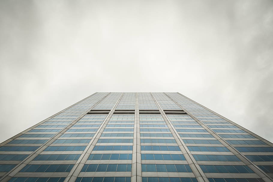 view, skyscraper, ground, cloudy, sky, daytime, low, angle, high, rise