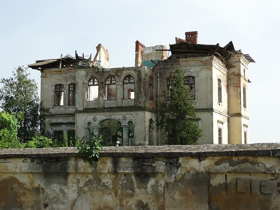 mansion, g, nada, old, degraded, ruin, architecture, built structure, building exterior, building