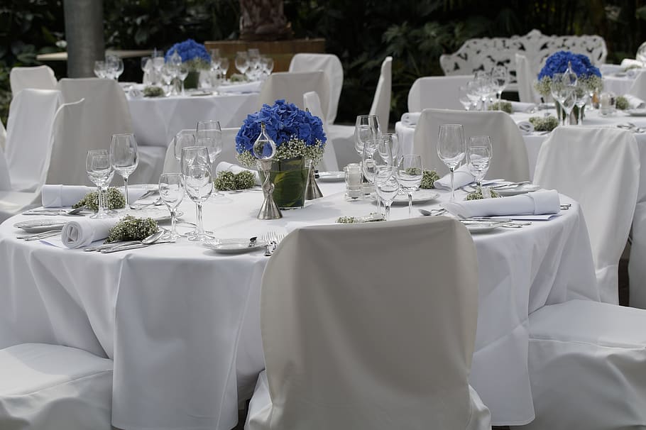 wedding, festival, celebration, festive, dining tables, eat, location, white, marry, wedding feast