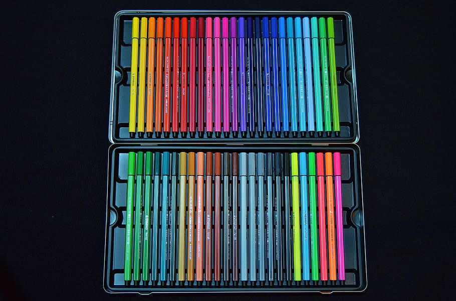 Pensil warna, warna, tinta, menggambar, pena, stabilo, seni, kreativitas, kreatif, multi-warna