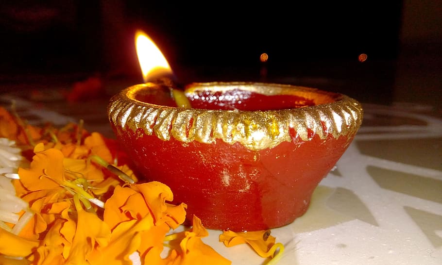 lighted tealight candle, diwali, indian, festival, candle, flame, traditional culture, religion, burning, fire