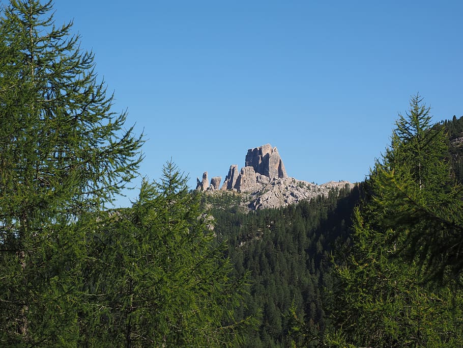 cinque torri, 5 개의 탑, 산, 산 그룹, ampezzo dolomites, 숙박료, 이탈리아, 사우스 티롤, falzarego pass, torre grande