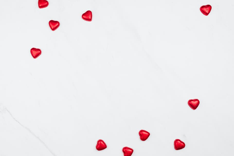 valentines, praline, copy space, flat, flat lay, Valentine, Background, Red, Hearts, white