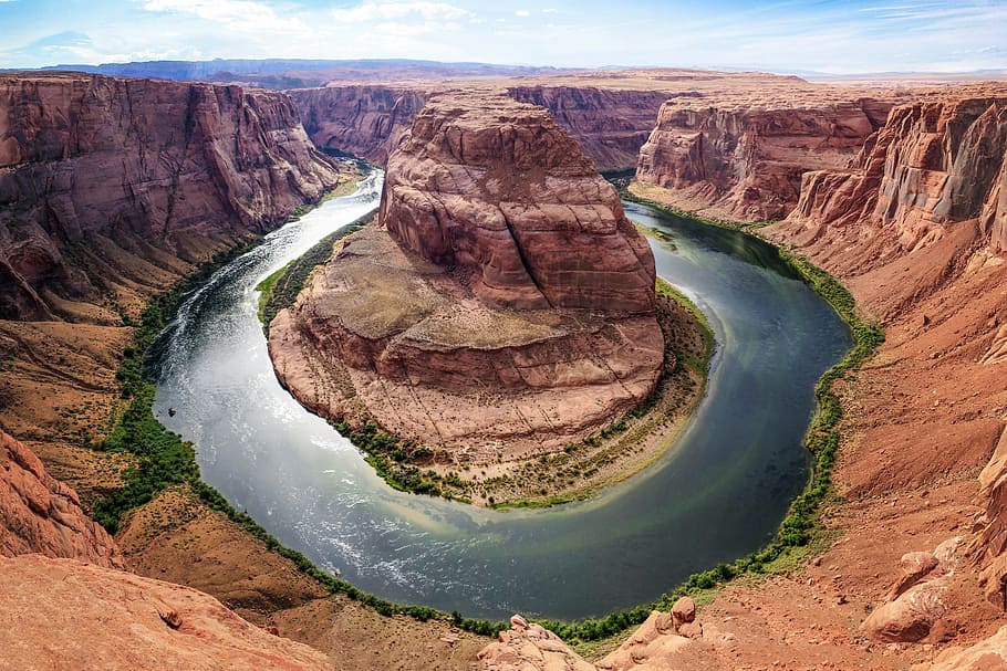 horseshoe bend, arizona, desert, geology, high angle shot, horseshoe, horsheshoe bend, landscape, mountain, nature, outdoors