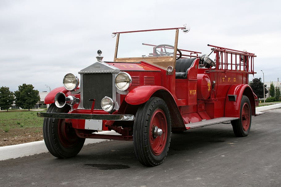 fire truck, fire, red, vintage, old, historic, vehicle, truck, vintage car, retro