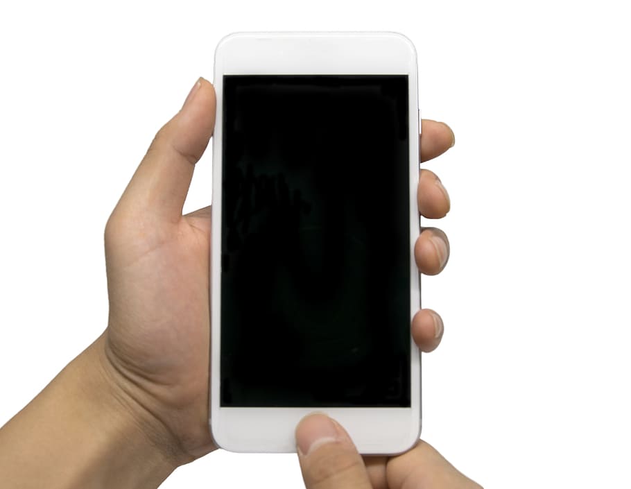 person, holding, white, smartphone, Cell Phone, Finger, Scan, Hand, finger scan, isolated