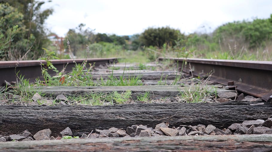trail, train, abandoned, empty, old, rusty, rails, transport, railway, station